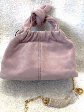 Ted Baker Emily lilac suede leather handbag with gold tone crossbody chain NWT